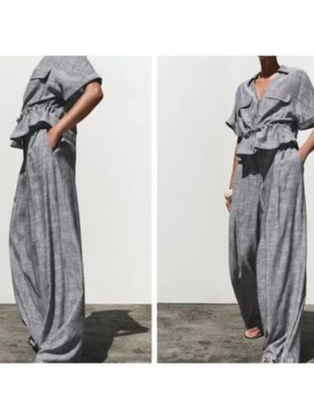 ZARA LINEN WIDE LEG PANTS